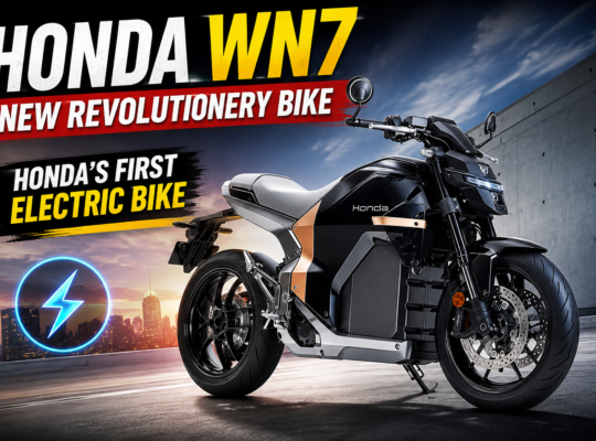 Honda WN7 Electric Motorcycle with futuristic naked bike styling.