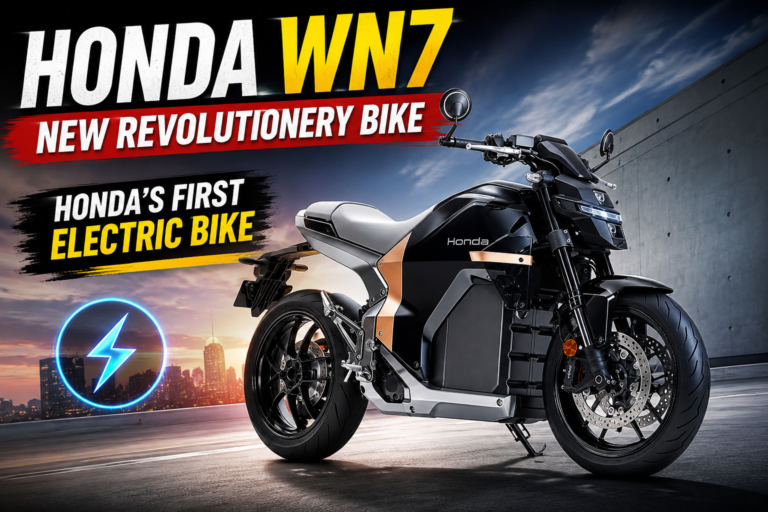 Honda WN7 Electric Motorcycle with futuristic naked bike styling.