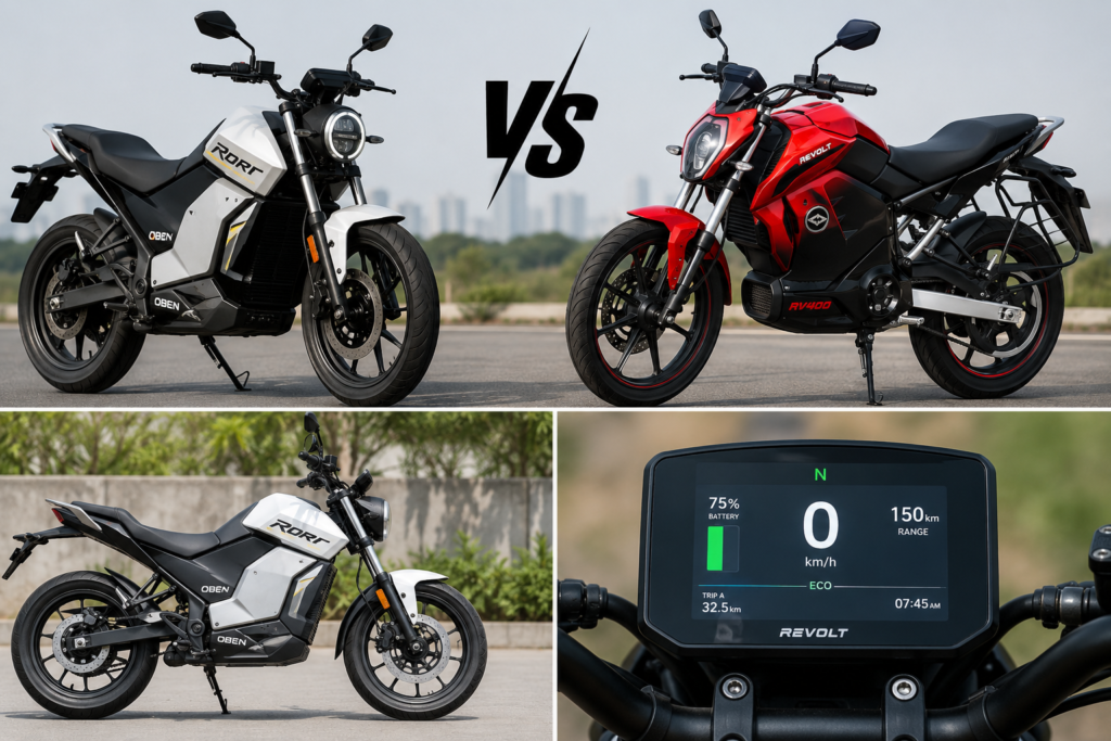 Oben Rorr vs Revolt RV400 comparison
Oben Rorr vs Revolt RV400 front view