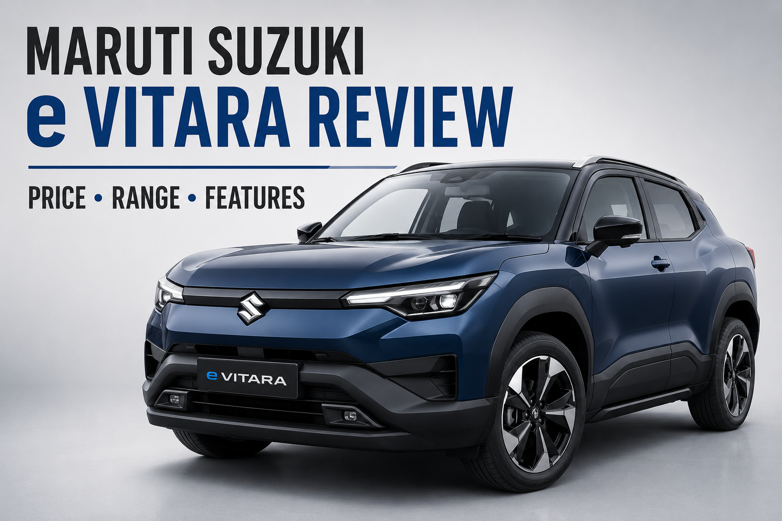 Maruti Suzuki e Vitara electric SUV front view showing futuristic exterior design in 2026
