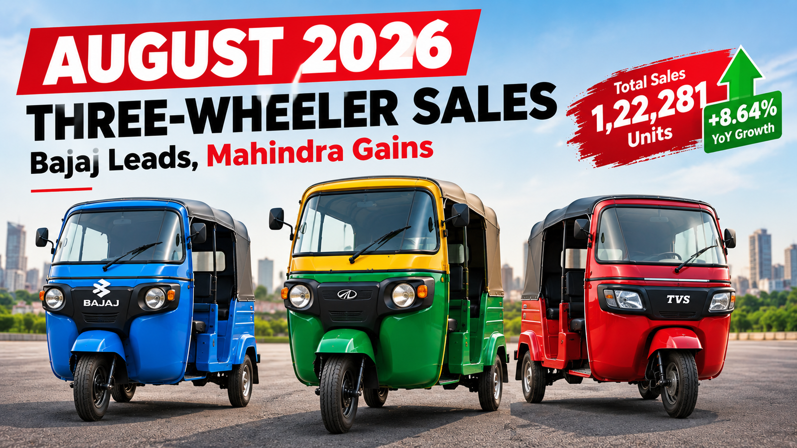 August 2026 three-wheeler sales