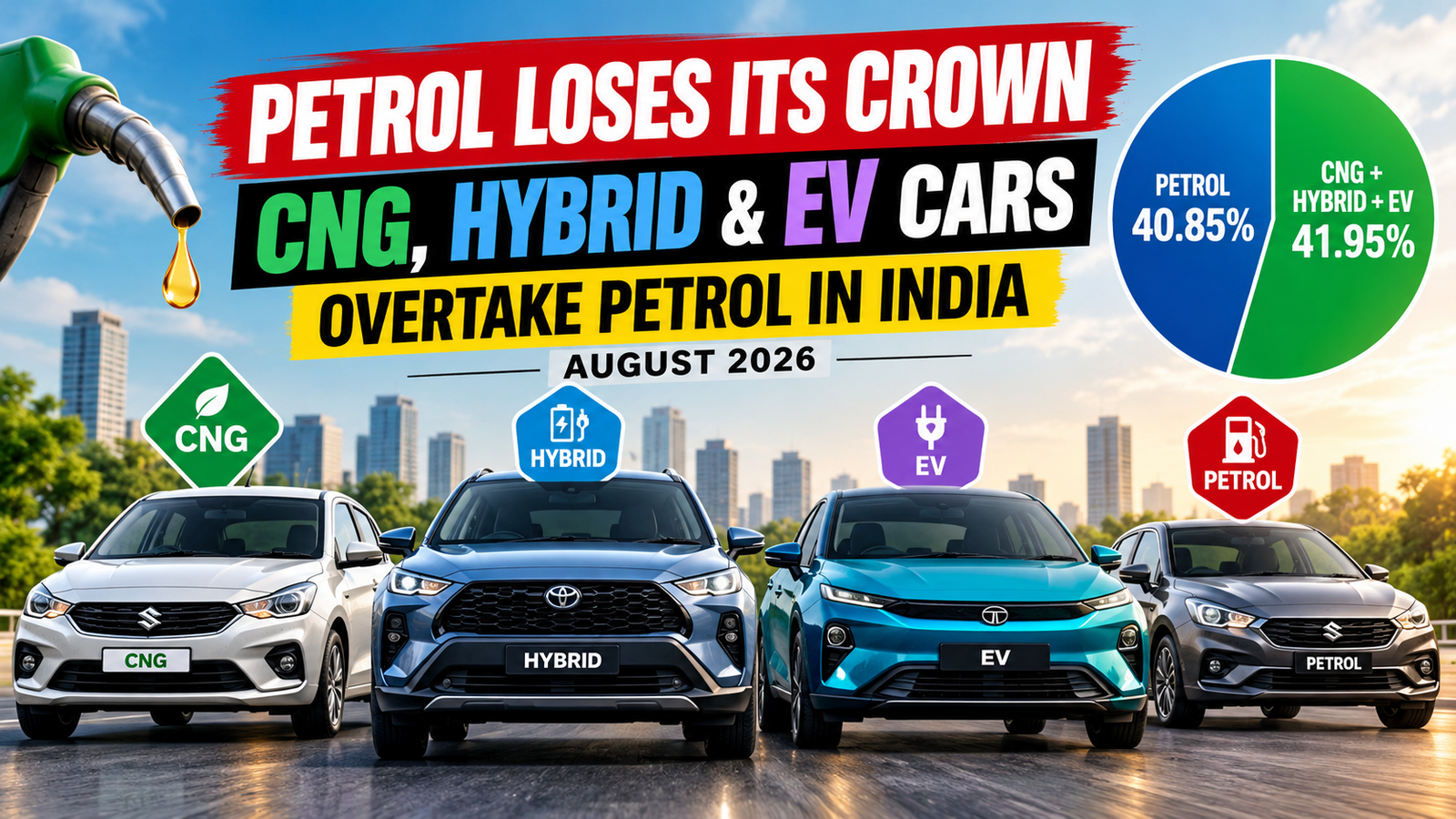 CNG Hybrid EV Cars Overtake Petrol